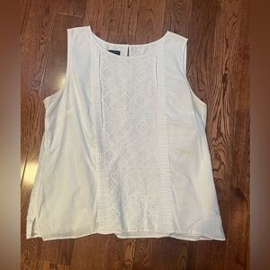 Talbots White Sleeveless Blouse with Lace Detail
